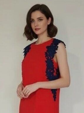 NWT Axel Red Brick Embroidered Blue Floral Design. Size 36/6